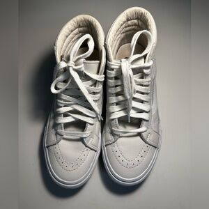 Vans White Leather High-Top Sneakers Unisex Size 7.5 Women 6.0 Men